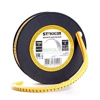 Кабель-маркер &quot;3&quot; для провода сеч.1.5мм2 STEKKER CBMR15-3 , желтый, упаковка 1000 шт 39089