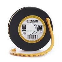 Кабель-маркер &quot;PE&quot; для провода сеч.2.5мм2 STEKKER CBMR25-PE , желтый, упаковка 400 шт 39109