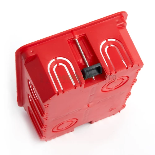 Коробка монтажная для полых стен, с пластиковыми зажимами, с крышкой, 120*92*45мм STEKKER EBX30-02-1-20-120, красный 49008 фото 2