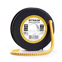 Кабель-маркер &quot;9&quot; для провода сеч.1.5мм2 STEKKER CBMR15-9 , желтый, упаковка 1000 шт 39093
