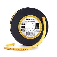 Кабель-маркер &quot;1&quot; для провода сеч.2.5мм2 STEKKER CBMR25-1 , желтый, упаковка 1000 шт 39098