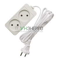 Удлинитель 2х1.5м без заземл. 6А IP20 1.3кВт ШВВП Союз 481S-0201