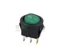 Выключатель клавишный круглый 250В 3А (3с) ON-OFF зел. с подсветкой Micro (RWB-106 SC-214) Rexant 36-2533