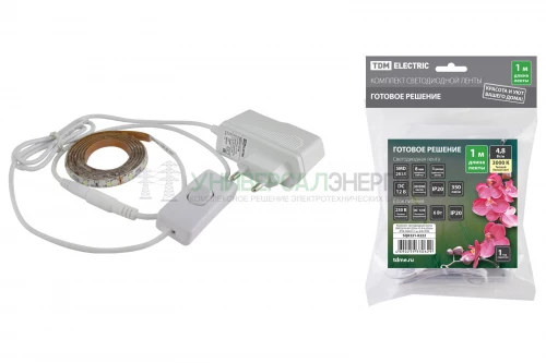 Комплект светодиодной ленты SMD2835-60 LED/м-12 В-4.8 Вт/м-IP20-3000 К (1 м), 6 Вт TDM