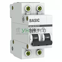 Выключатель автоматический модульный 2п B 20А 4.5кА ВА 47-29 Basic EKF mcb4729-2-20-B Выключатель автоматический модульный 2п B 20А 4.5кА ВА 47-29 Basic EKF mcb4729-2-20-B