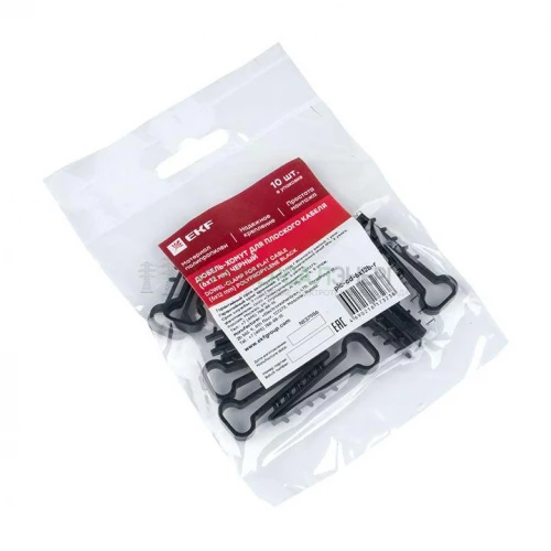 Дюбель-хомут d6х12мм для плоского кабеля черный (уп.10шт) PROxima EKF plc-cd-6x12b-r фото 3