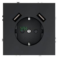 Розетка 1-м СП S70 16А с USB A+A с заземл. защ. шторки механизм графит Voltum VLS040407 Розетка 1-м СП S70 16А с USB A+A с заземл. защ. шторки механизм графит Voltum VLS040407