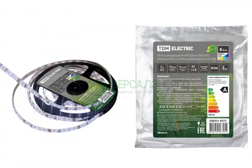 Лента светодиодная SMD5050+SMD2835 60LED/м-IP20-12 В-8 Вт/м-RGB+6000 К (5 м) TDM