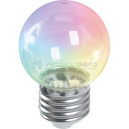 Лампа светодиодная Feron LB-37 Шарик прозрачный E27 1W RGB быстрая смена цвета 38129 фото 6