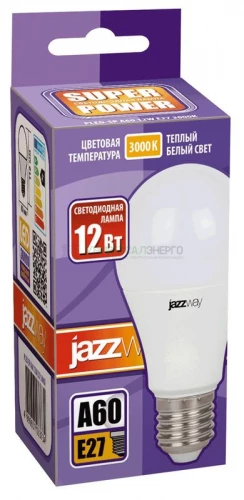 Лампа светодиодная PLED-SP 12Вт A60 грушевидная 3000К тепл. бел. E27 1080лм 230В JazzWay 1033703 фото 2