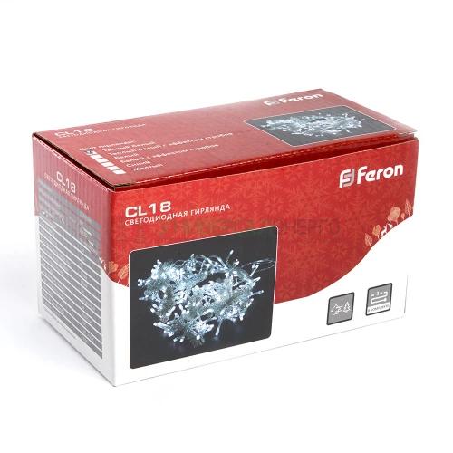 Светодиодная гирлянда Feron CL18 занавес 1.5*1.5м  + 3м 230V 2700К , c питанием от сети,эффектом стробов, прозрачный шнур 32326 фото 6
