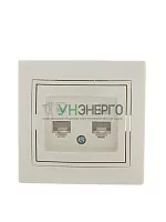 Розетка компьютерная 2-м СП Mira RJ45 16А IP20 со вставкой крем. LEZARD 701-0303-141