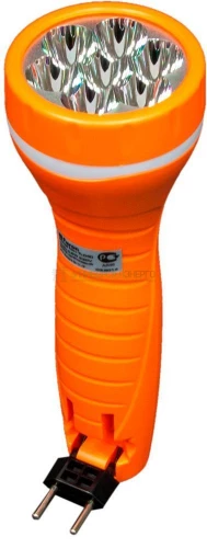 Фонарь аккумуляторный ручной 7LED 0.6W со встроенной вилкой для зарядки, оранжевый, TL040 12955 фото 2