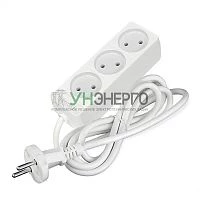 Удлинитель 3х1.5м без заземл. 10А IP20 2.2кВт ПВС 2х0.75 бел. DOMTOK 2370