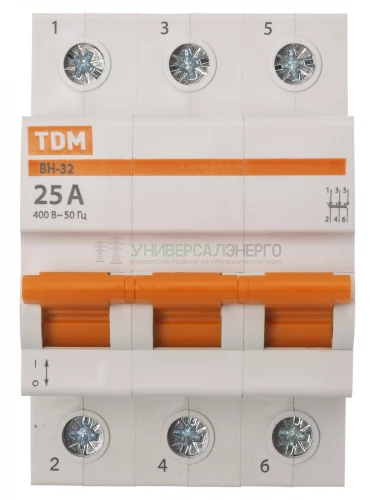 Выключатель нагрузки (мини-рубильник) ВН-32 3P 25A Home Use TDM фото 3