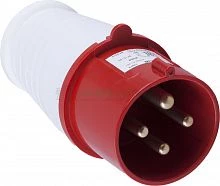 Вилка прямая для силовых кабелей STEKKER, PPG32-41-441, сечением 2.5-6 мм2, 4 PIN, нейлон/латунь 415В, 32A, IP44, красный/белый 32879