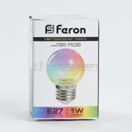 Лампа светодиодная Feron LB-37 Шарик прозрачный E27 1W RGB плавная смена цвета 38132 фото 5