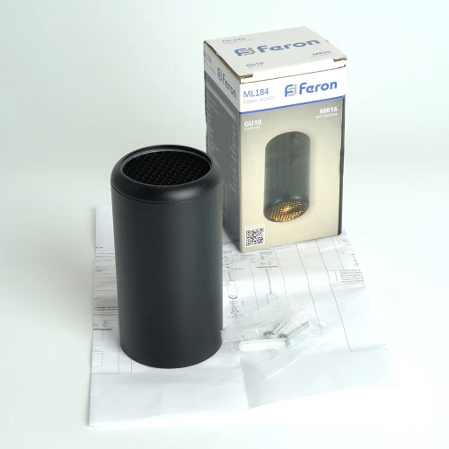 Светильник потолочный Feron ML184 Barrel ECHO  MR16 GU10 35W 230V, черный, с антибликовой сеточкой 48392 фото 6