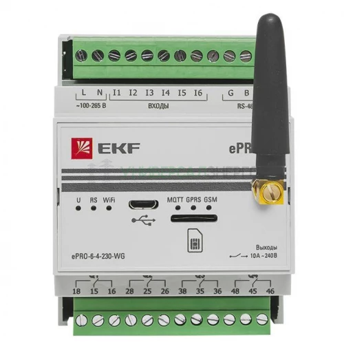 Контроллер базовый ePRO 24 удаленного управления 6вх/4вых 230В WiFi GSM с внешней антенной PROxima EKF ePRO-6-4-230-WG1 фото 4