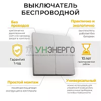 Кнопка-выключатель беспроводной FERON, TM82 230V, 500W, двухклавишный, серебро 41720