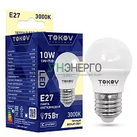 Лампа светодиодная 10Вт G45 3000К Е27 176-264В TOKOV ELECTRIC TKE-G45-E27-10-3K