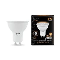 Лампа светодиодная Black 5Вт MR16 софит 3000К тепл. бел. GU10 500лм GAUSS 101506105