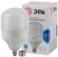 Лампа светодиодная высокомощная STD LED POWER T160-65W-4000-E27/E40 65Вт T160 колокол 4000К нейтр. бел. E27/E40 (переходник в компл.) 5200лм Эра Б0027923