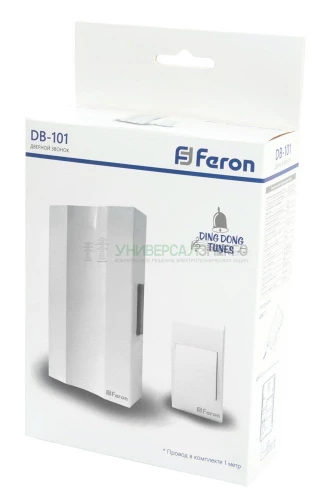 Звонок с кнопкой проводной Feron DB-101 электромеханический белый 230V 41504 фото 4
