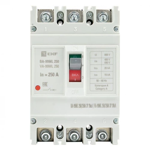 Выключатель автоматический 3п 250/250А 20кА ВА-99МL Basic EKF mccb99-250-250mi фото 3