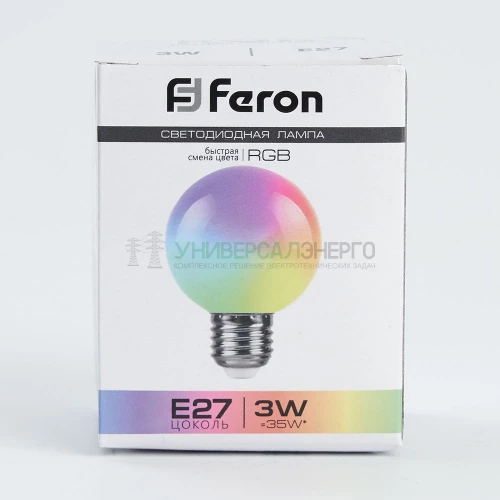 Лампа светодиодная Feron LB-371 Шар матовый E27 3W RGB быстрая смена цвета 38127 фото 6