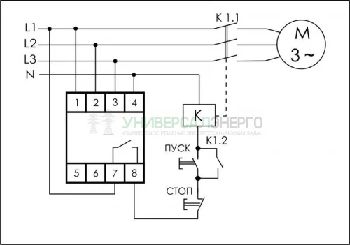 Реле контроля фаз CZF-B (3х400/230+N 8А 1перекл. IP20 монтаж на DIN-рейке) F&F EA04.001.002 фото 2