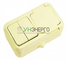 Блок выключатель 2-кл. + розетка с крышкой IP44 крем. Makel 18251 Блок выключатель 2-кл. + розетка с крышкой IP44 крем. Makel 18251