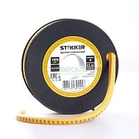 Кабель-маркер "0" для провода сеч.4мм2 STEKKER CBMR40-0 , желтый, упаковка 500 шт 39110