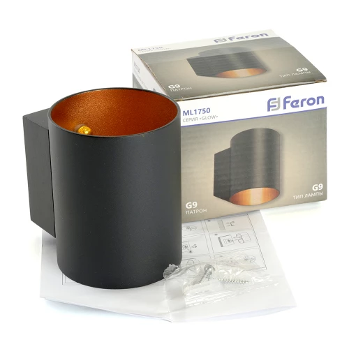 Светильник настенный Feron ML1750 Glow G9.15W. 230V чёрный + золото IP20 48433 фото 9