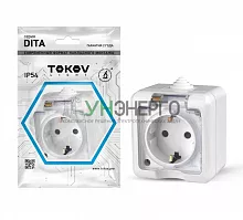 Розетка 1-м ОП Dita 16А IP54 250В с заземл. с прозр. крышкой бел. TOKOV ELECTRIC TKL-DT-R1Z-C01T-IP54