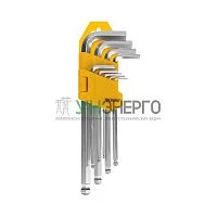 Набор ключей имбусовых HEX 1.5-10мм CrV 9шт удлиненные с шаром Kranz KR-12-5211 Набор ключей имбусовых HEX 1.5-10мм CrV 9шт удлиненные с шаром Kranz KR-12-5211