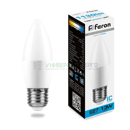 Лампа светодиодная Feron LB-970 Свеча E27 13W 6400K 38112