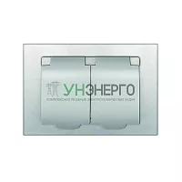 Розетка 2-м СП Афина 16А IP20 с заземл. c крышкой в сборе серебр. Universal A0031-S