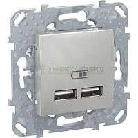 Розетка Unica Top USB 2.1А алюм. SchE MGU5.418.30ZD