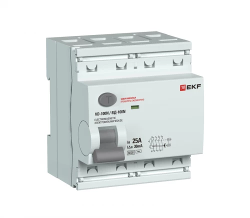 Выключатель дифференциального тока 4п 25А 30мА тип AC 6кА ВД-100N электромех. PROxima EKF E1046M2530 фото 3