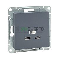 Розетка 2-м СП Эпика USB-C механизм графит EKF UP1-SOG-2USBC Розетка 2-м СП Эпика USB-C механизм графит EKF UP1-SOG-2USBC