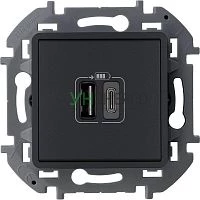 Устройство зарядное Inspiria с 2-мя USB разьемами A и C 240В/5В 3000мА антрацит IEK 673763 Устройство зарядное Inspiria с 2-мя USB разьемами A и C 240В/5В 3000мА антрацит IEK 673763