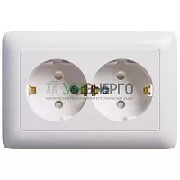 Розетка 2-м СП Хит 16А IP20 с заземл. защ. шторки бел. SE RS16-231-B