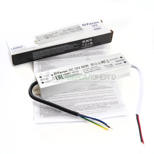 Трансформатор электронный для светодиодной ленты 60W 12V IP67 (драйвер), LB007 FERON 48056 фото 6