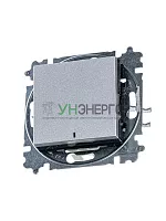 Выключатель 1-кл. СП Levit IP20 с подсветкой серебр./дым. черн. ABB 2CHH590146A6070