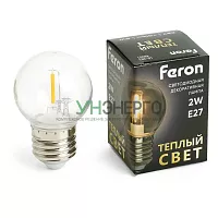 Лампа светодиодная Feron LB-383 Шарик прозрачный E27 2W 2700K 48931