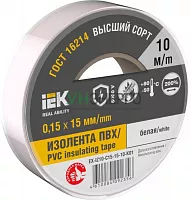 Изолента 0.15х15мм (рул.10м) бел. IEK EX-IZ10-C15-15-10-K01