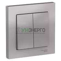 Выключатель 2-кл. СП AtlasDesign 10А IP20 (сх. 5) 10AX в сборе алюм. SE ATN000352