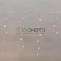 Гирлянда светодиодная "Айсикл" (бахрома) 25х0.6м 588LED тепл. бел. 11.9Вт 230В IP44 эффект мерцания провод прозр. Neon-Night 255-596