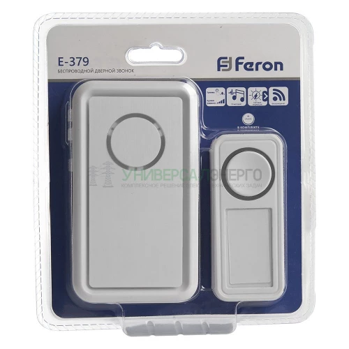 Звонок дверной беспроводной Feron E-379 Электрический 18 мелодий белый с питанием от батареек 41435 фото 3